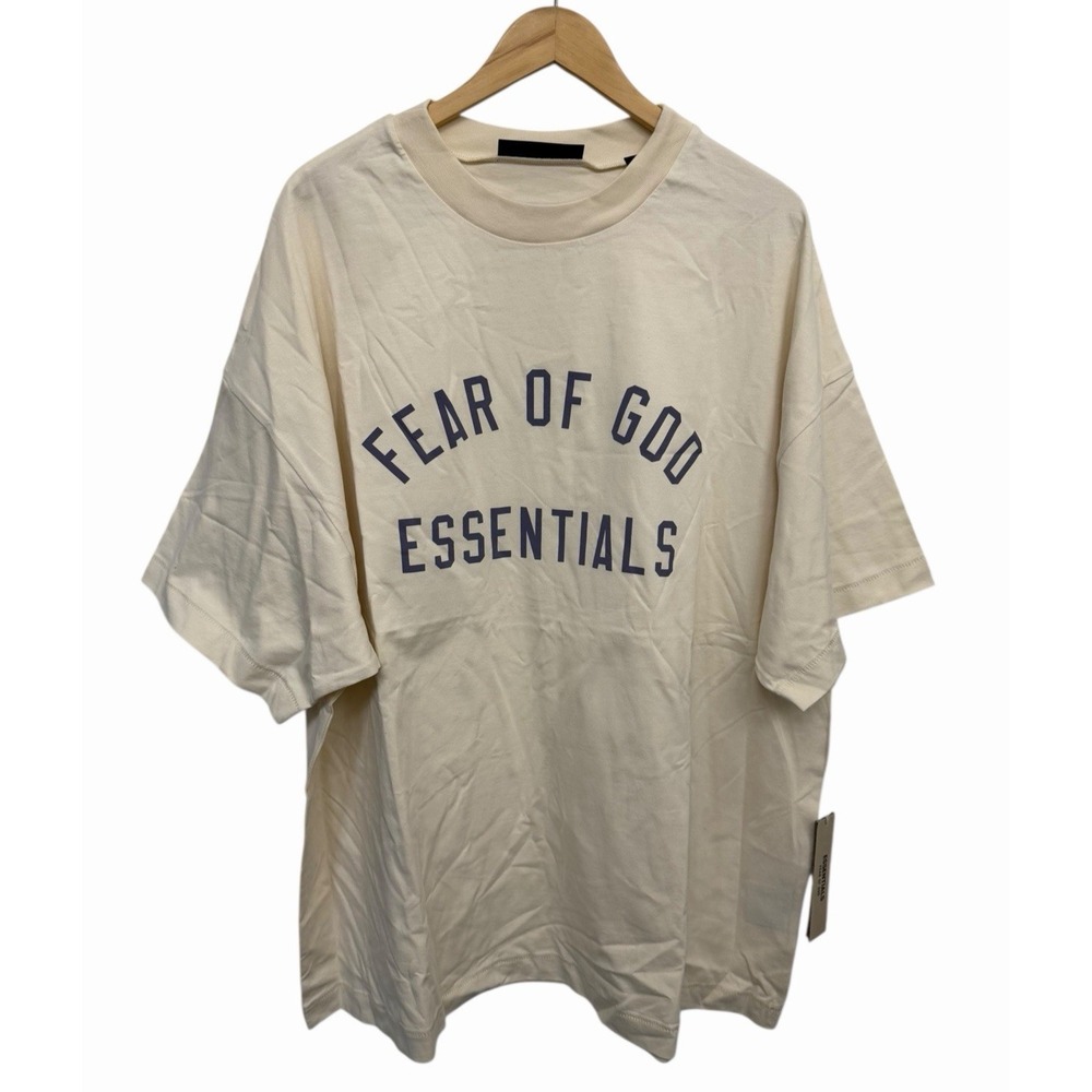 Fear of God Essentials Arched Logo T-Shirt Mens Size XL Cream‎ Streetwear Cotton